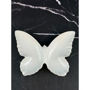 VTG O.M.C. Japan White Porcelaing Butterfly Trinket Jewelry Dish 6X4.5in